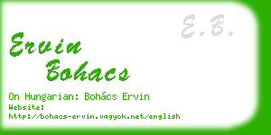 ervin bohacs business card
